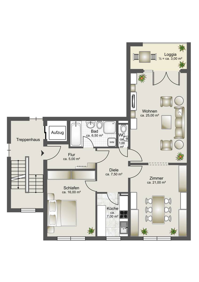 Foto 10 von 10 — Kapitalalanlage -- 3-Zimmer Etagenwohnung mit Loggia + TG-Stellplatz
