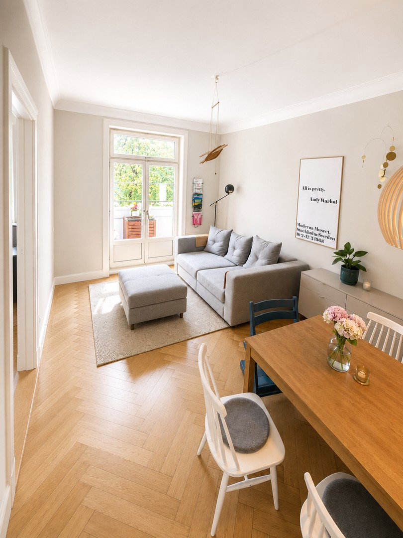 Foto 6 von 12 — Stilvoller Familienaltbau | 117 m² | 4,5 Zimmer | Garage | Loggia | Blick ins Grüne | Tarpenbek