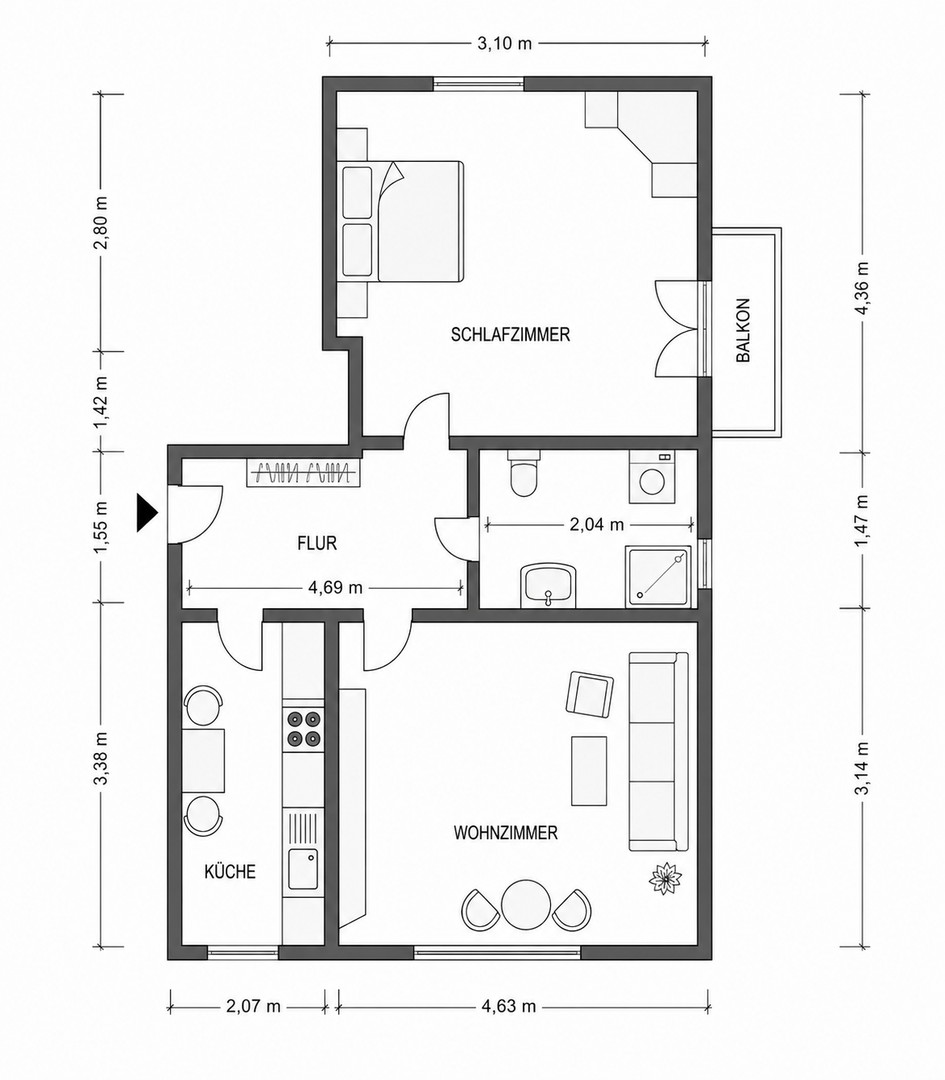 Foto 11 von 11 — Exklusive 2-Zimmer-Wohnung in Hamburg Barmbek-Süd