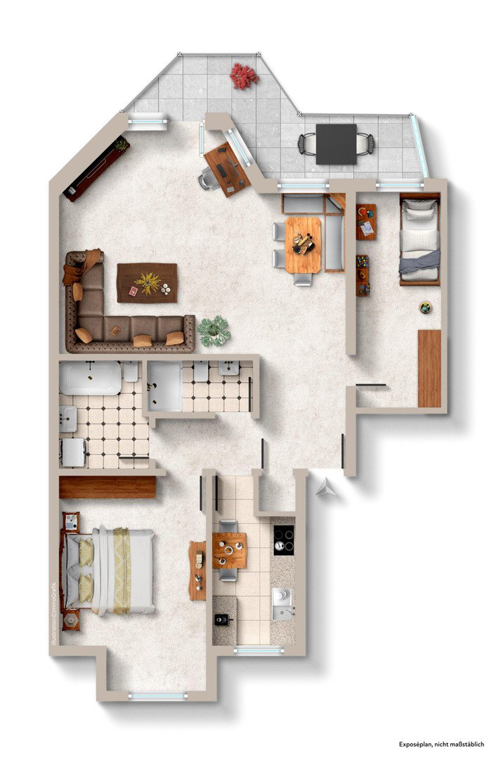 Foto 11 von 11 — Lichtdurchflutete 3-Zimmerwohnung mit Balkon und Tiefgaragenstellplatz