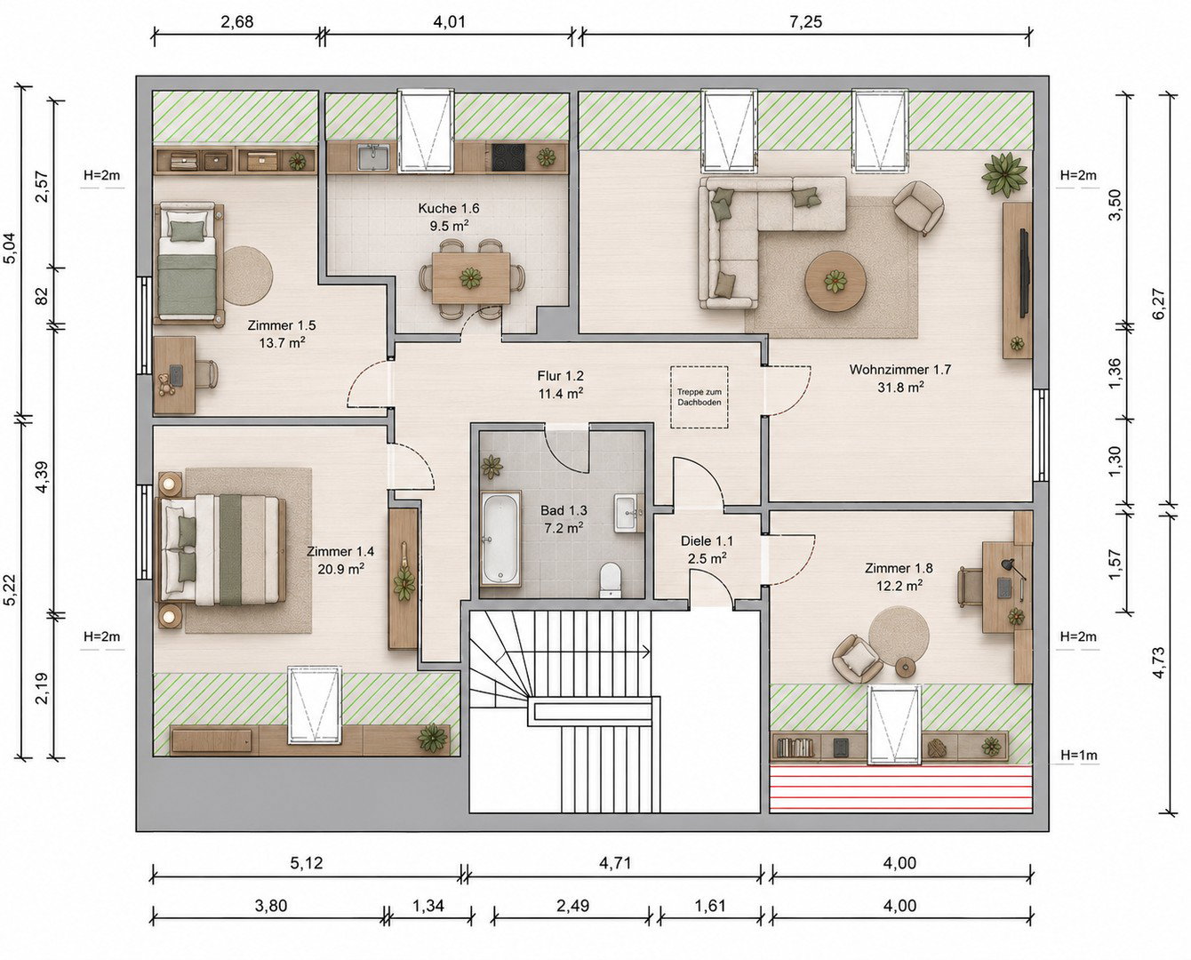 Foto 8 von 12 — Sofort bezugsfrei nach Renovierung | Findorff-Weidedamm | Garage | provisionsfrei | nahe Bürgerpark