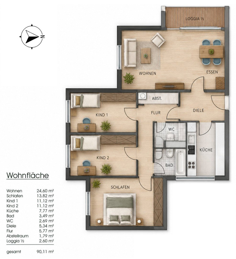 Foto 12 von 12 — Viel Raum für eigene Ideen: 4 Zimmer mit Westloggia – courtagefrei in Hummelsbüttel