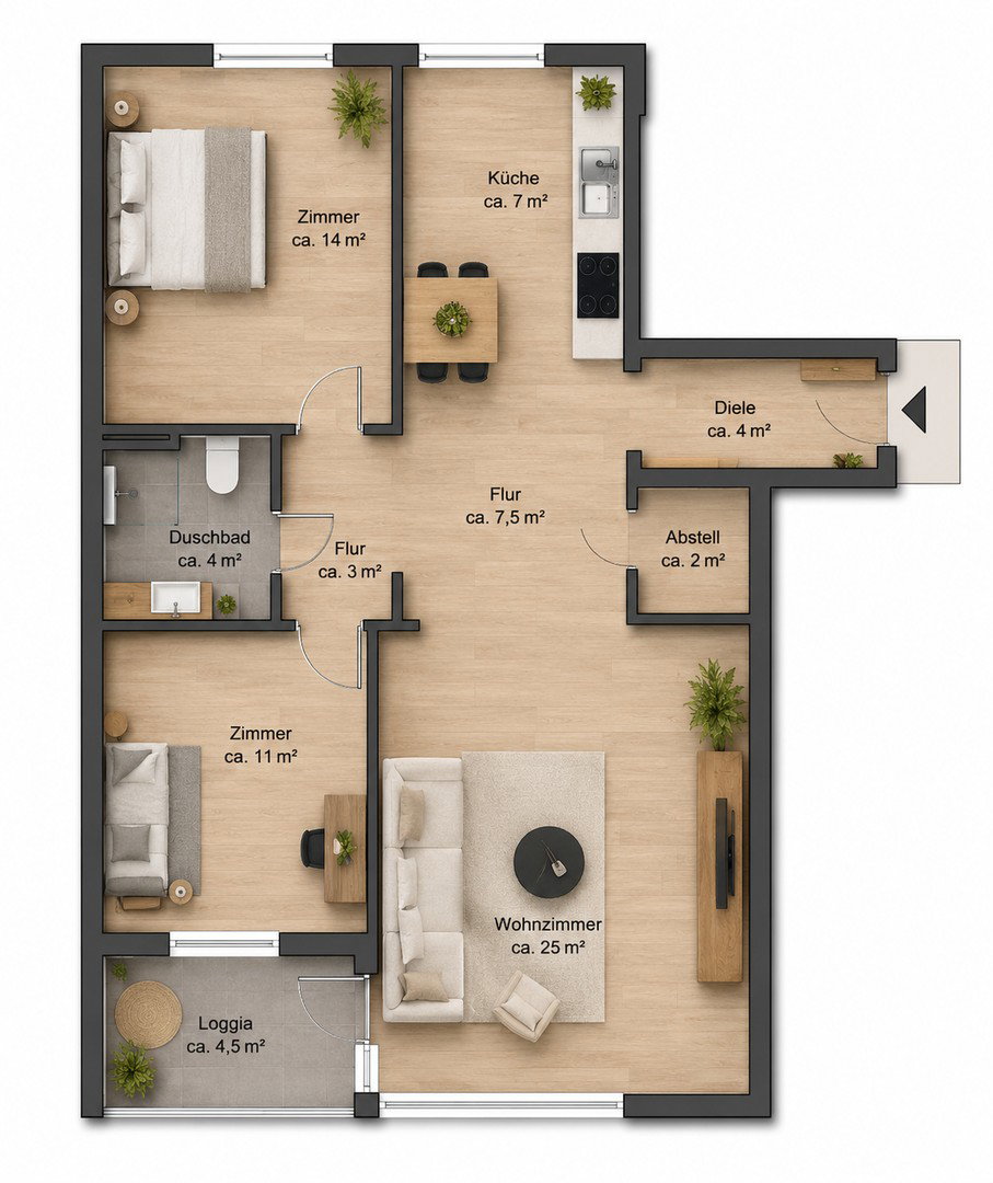 Foto 12 von 12 — Frisch renovierte und freie 3-Zimmerwohnung mit Südbalkon