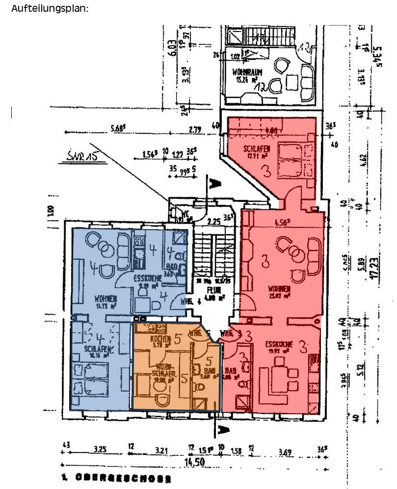 Foto 4 von 99 — Eigentumswohnung (3 bis 4 Zimmer), Die ETW Nr. 4 wird zusammen mit der ETW Nr. 3 und der ETW Nr. 5 als wirtschaftliche Einheit genutzt und ist zum Wertermittlungsstichtag als Einheit vermietet.