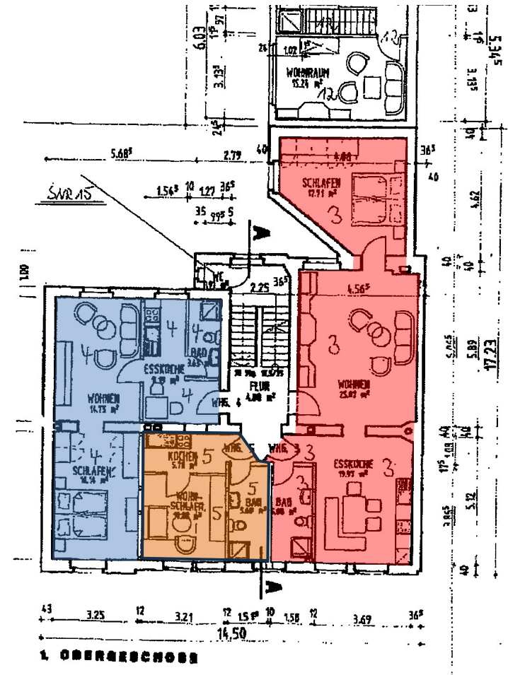 Foto 7 von 99 — Eigentumswohnung (3 bis 4 Zimmer), Die ETW Nr. 4 wird zusammen mit der ETW Nr. 3 und der ETW Nr. 5 als wirtschaftliche Einheit genutzt und ist zum Wertermittlungsstichtag als Einheit vermietet.