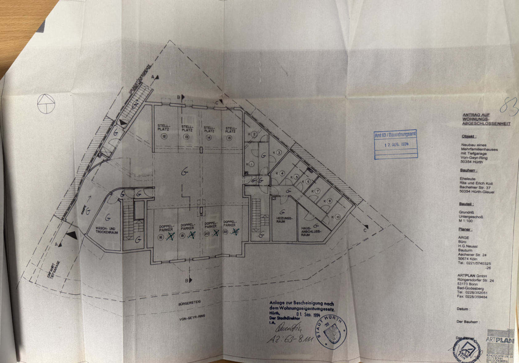 Foto 1 von 10 — Kfz-Stellplatz (Tiefgarage), Eigentumswohnung (3 bis 4 Zimmer)