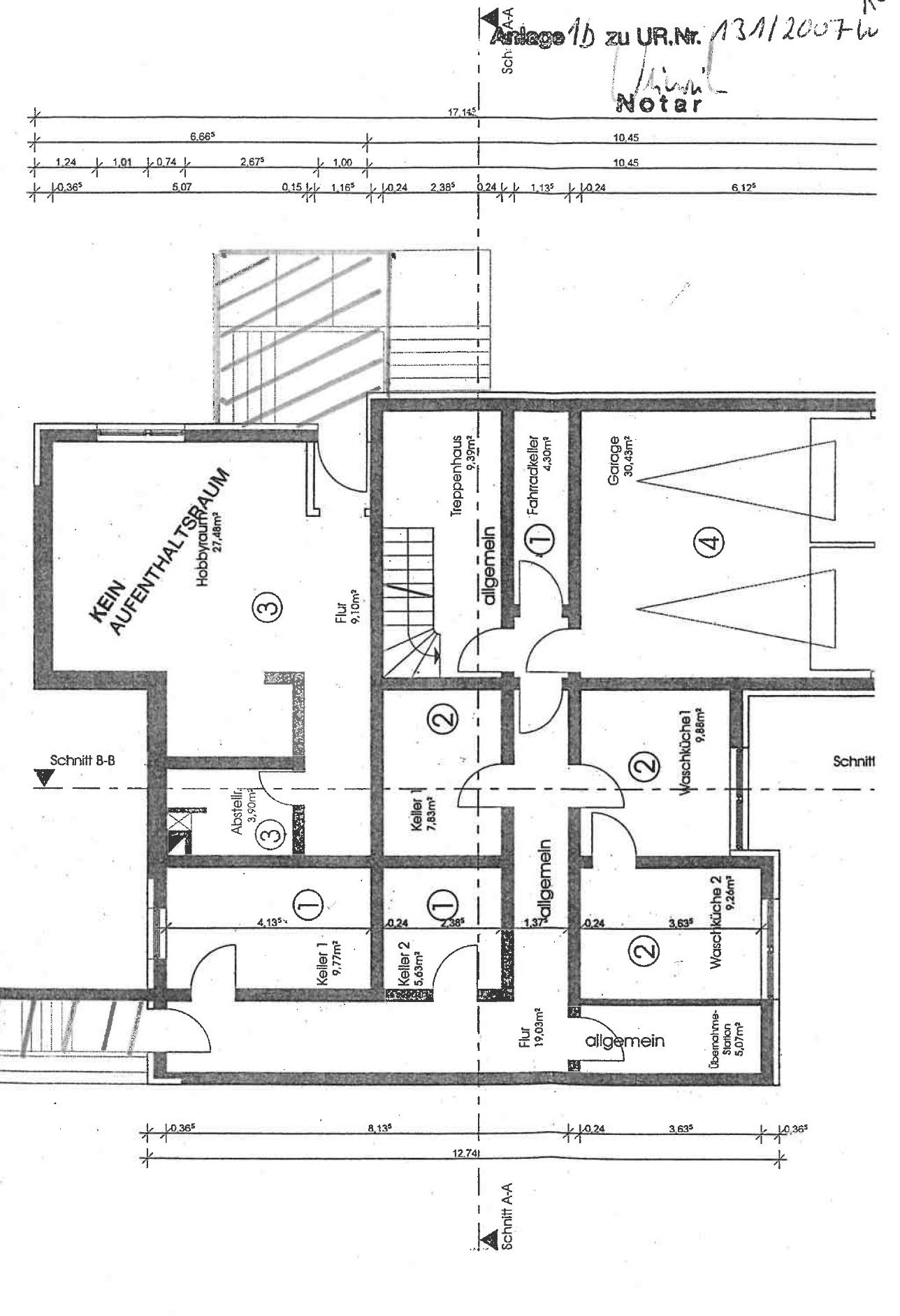 Foto 12 von 12 — sonstiges Teileigentum (z.B. Keller, Hobbyraum), Kfz-Stellplatz, Garage, Eigentumswohnung (3 bis 4 Zimmer), Garage, zwei Wohnungen, sonstiges Teileigentum (Abstellräume)